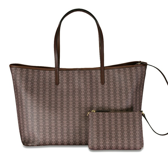 Levian Handbags - LeVian Repeating Logo Chocolate Brown Tote Large